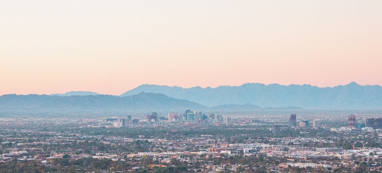 The City of Phoenix photographed during the dawn.