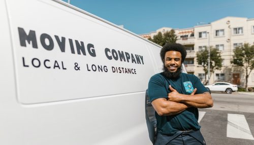 Mover standing beside the moving van