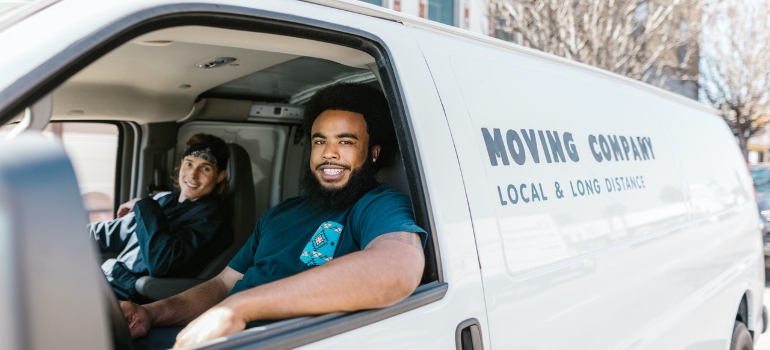 movers in a moving van