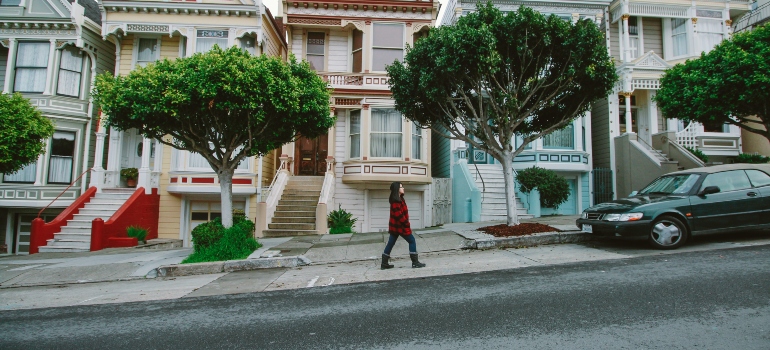 woman walking down the street