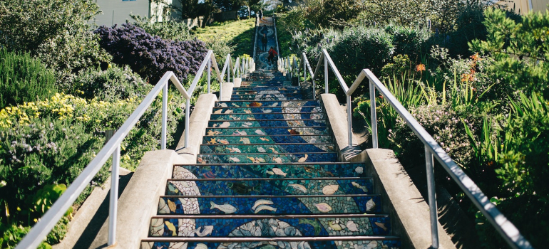 Mosaic steps of 16th Avenue, one of one of the examples for exploring the Hidden Gems of San Francisco