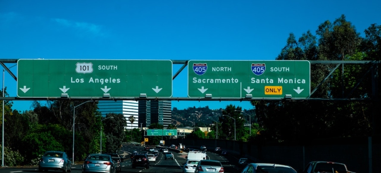 Traffic route signs in LA as guide to navigating LA's crazy traffic