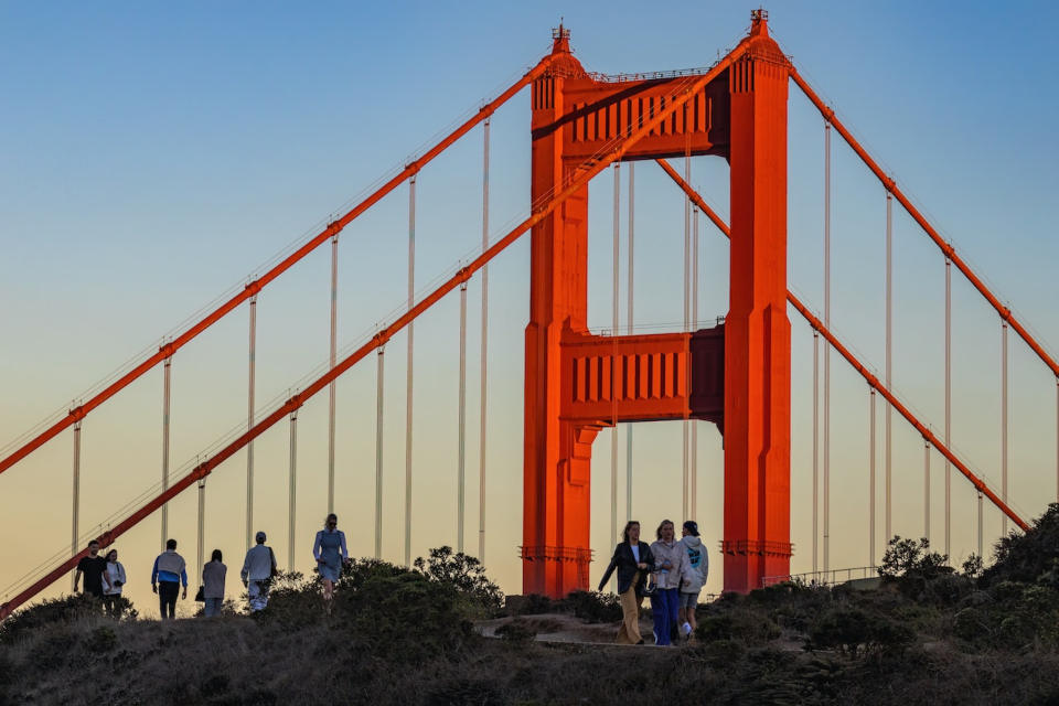 People in California near Golden Gate Bridge