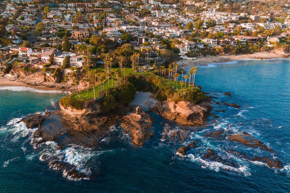 A bay in Orange County as seen from the sky