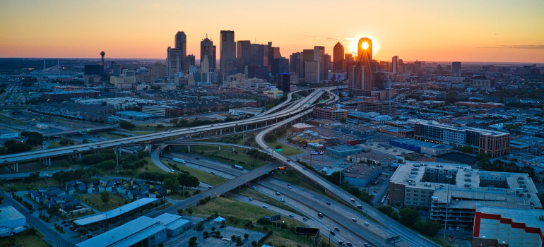 Dallas city during sunset